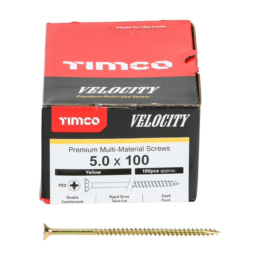 Velocity Screw PZ2 CSK  ZYP - 5 x 100mm - 100 PCS