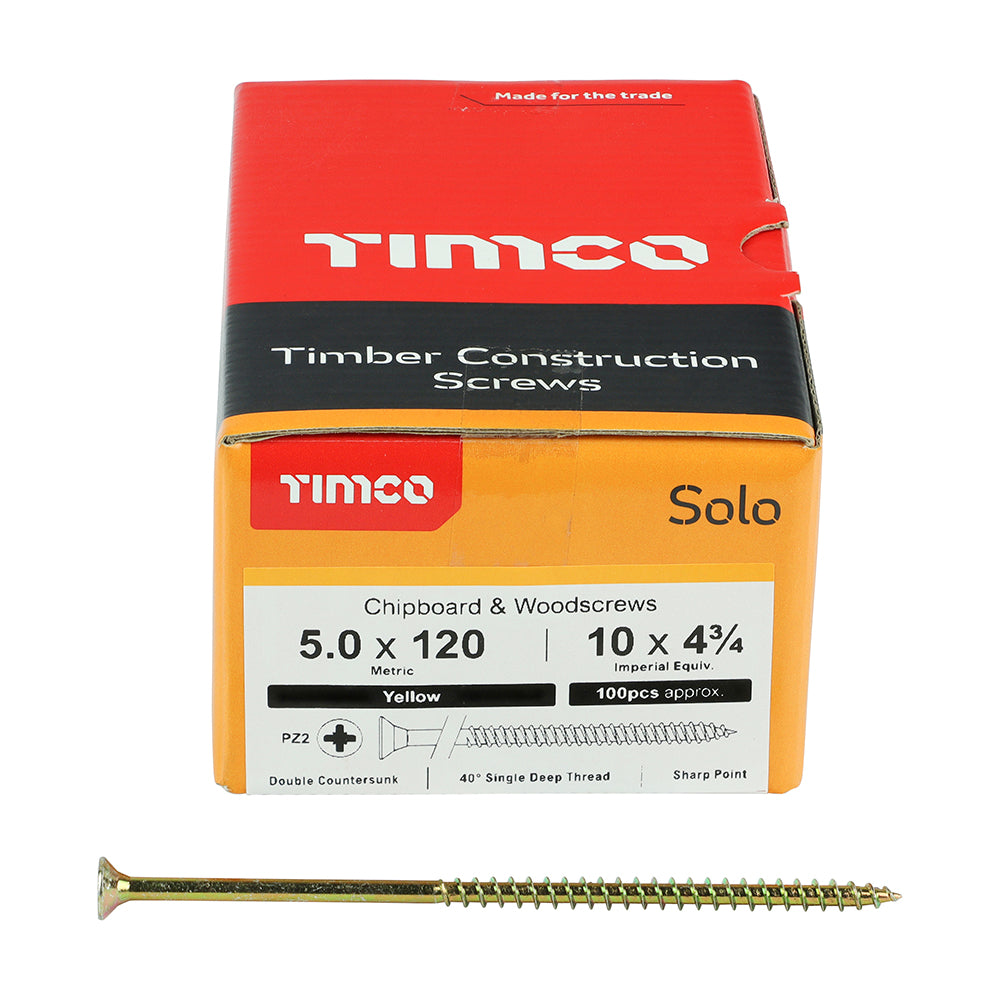 Solo Woodscrew PZ2 CSK - ZYP 5 x 120 (100 PCS)