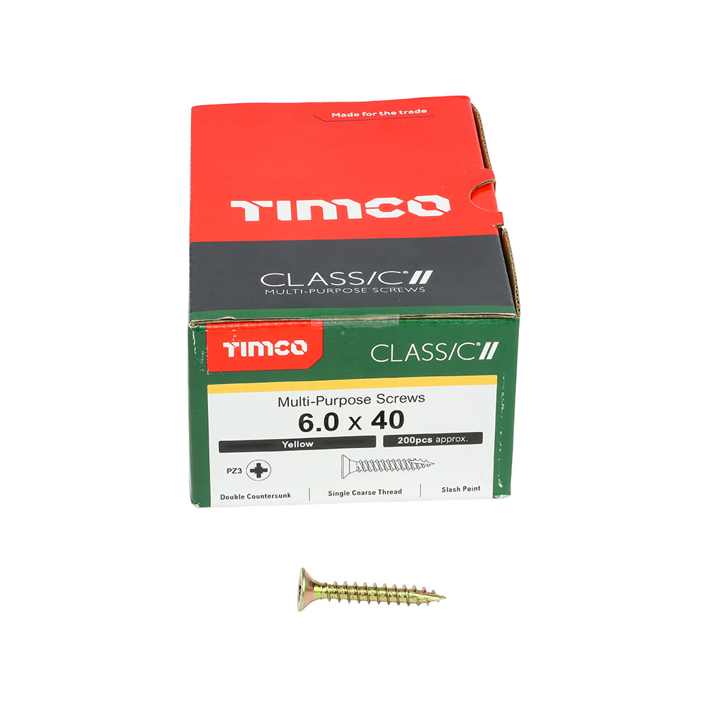 Timco - Classic Screw PZ3 CSK - ZYP 6 x 40mm (200)