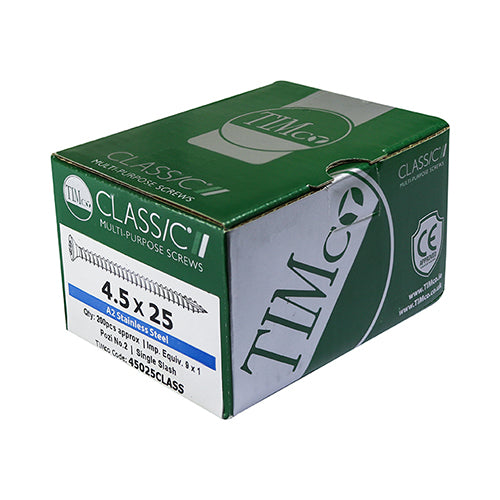 Timco Classic Screw PZ3 CSK - A2 Stainless Steel - 6 x 40mm (200)