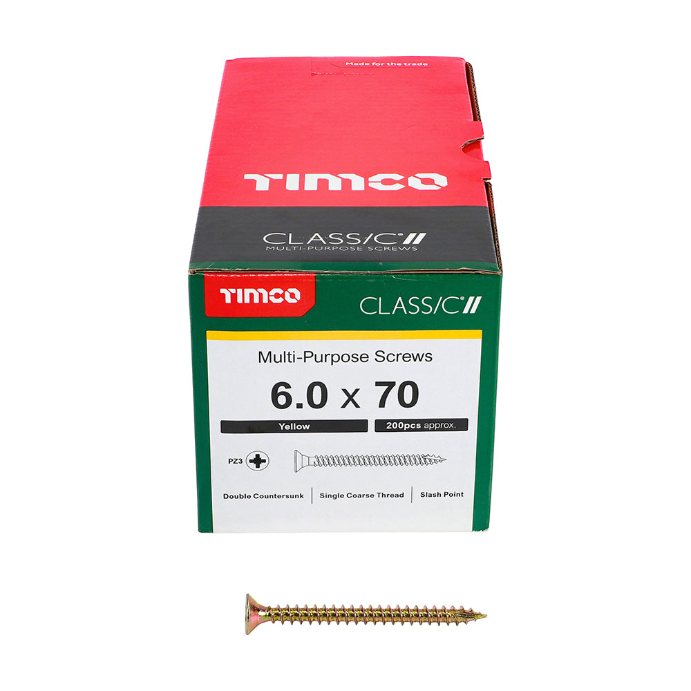 Timco - Classic Screw PZ3 CSK - ZYP 6 x 70mm (200)