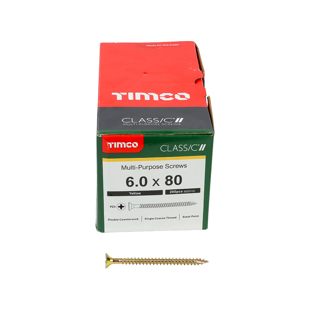 Timco - Classic Screw PZ3 CSK - ZYP 6 x 80mm (200)