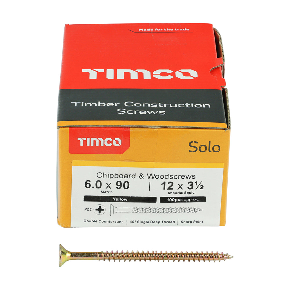 Solo Woodscrew PZ3 CSK - ZYP 6 x 90 (100 PCS)