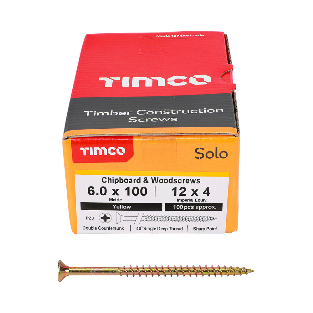 Solo Woodscrew PZ3 CSK - ZYP 6 x 100 100 PCS