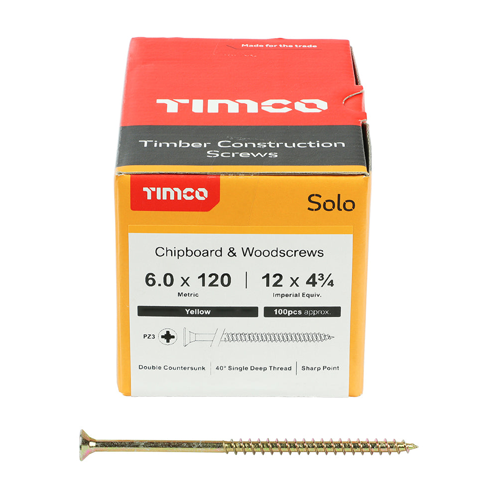 Solo Woodscrew PZ3 CSK - ZYP 6 x 120 (100 PCS)
