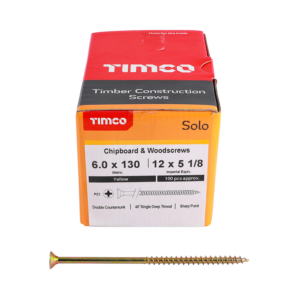 Solo Woodscrew PZ3 CSK - ZYP 6 x 130 (100 PCS)