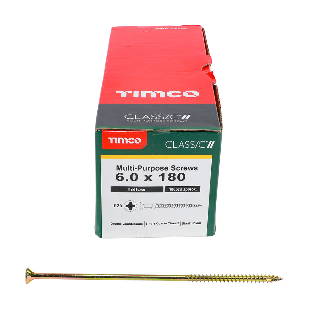 Timco - Classic Screw PZ3 CSK - ZYP 6 x 180mm (100)