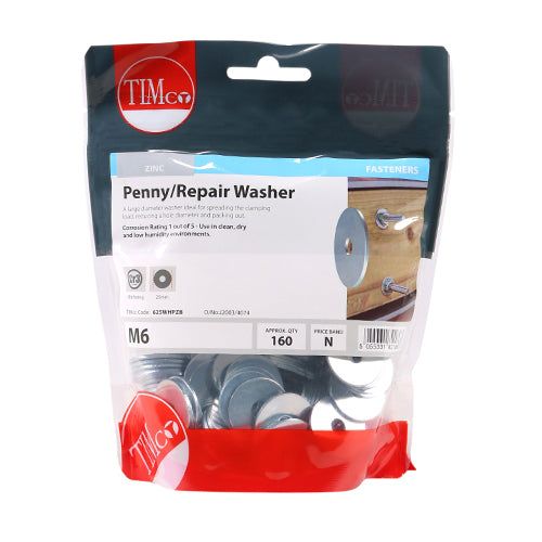 Penny / Repair Washer - BZP M6 x 25 160 PCS