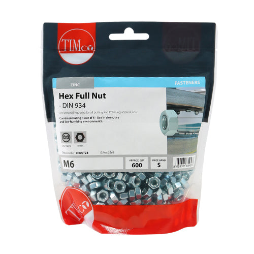 Hex Nut DIN 934 - BZP M6 600 PCS