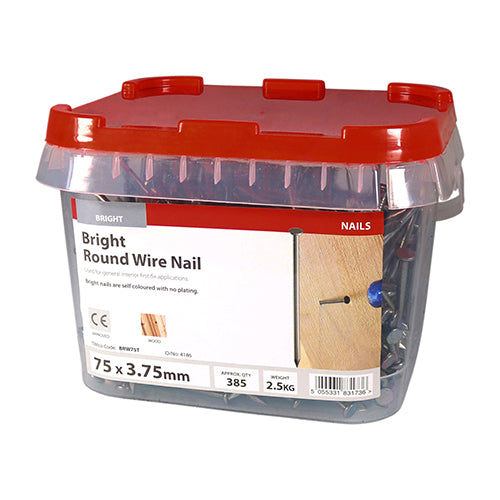 Round Wire Nail - Bright 75 x 3.75mm - 2.5 KG