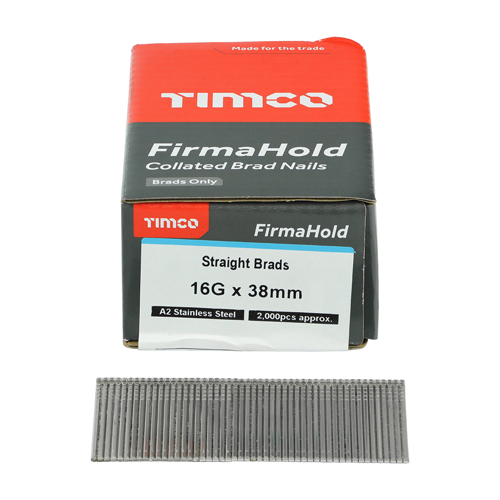 FirmaHold Straight Brad - Stainless Steel - 16g x 38 2000 PCS