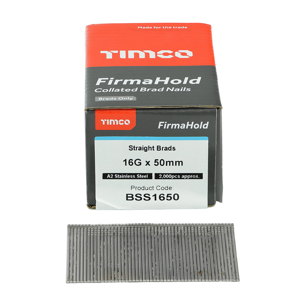 FirmaHold Straight Brad - S/S 16g x 50 2000 PCS