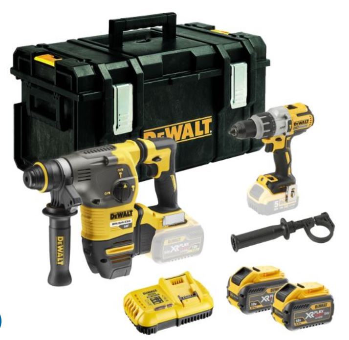 DEWALT DCK2033X2 Brushless FlexVolt XR Combi/SDS Twin Pack 18/54V 2 x 9.0/3.0Ah Li-ion