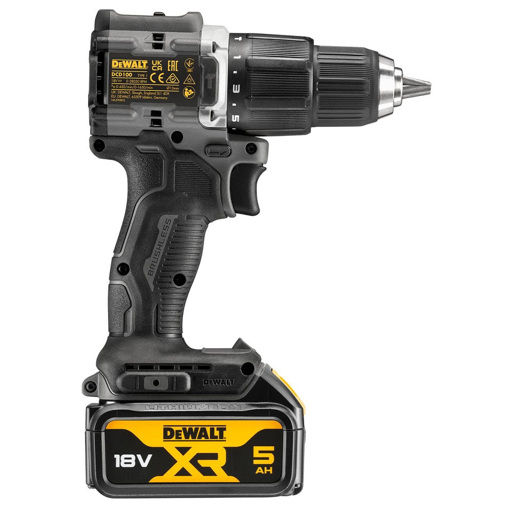 DEWALT Limited Edition 100 Years DCD100P2T Brushless Compact Combi Drill Kit (2 x 5.0ah Batteries)