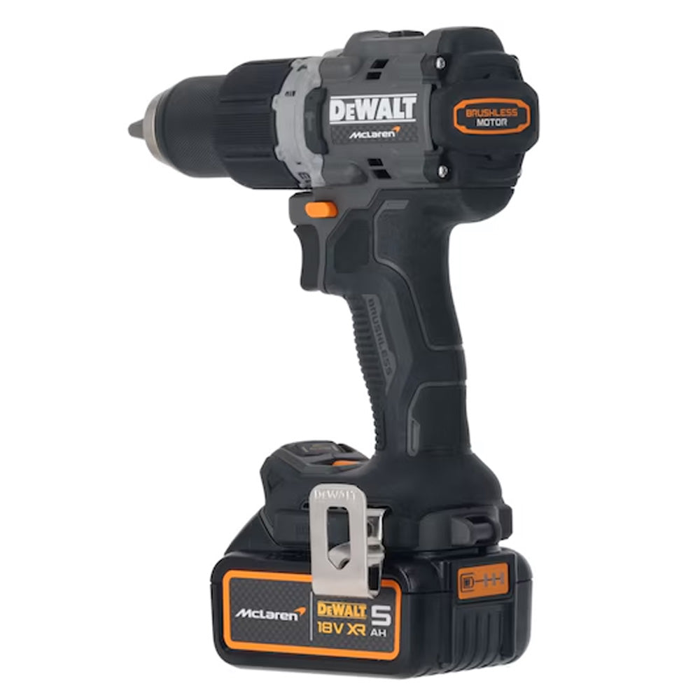 DeWALT DCD85MP2T McLaren F1 XR Brushless Combi 18V Kit (inc 2 x 5.0Ah Li-ion, Charger & McLaren Carry Case)