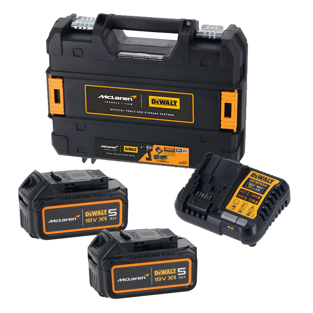 DeWALT DCD85MP2T McLaren F1 XR Brushless Combi 18V Kit (inc 2 x 5.0Ah Li-ion, Charger & McLaren Carry Case)