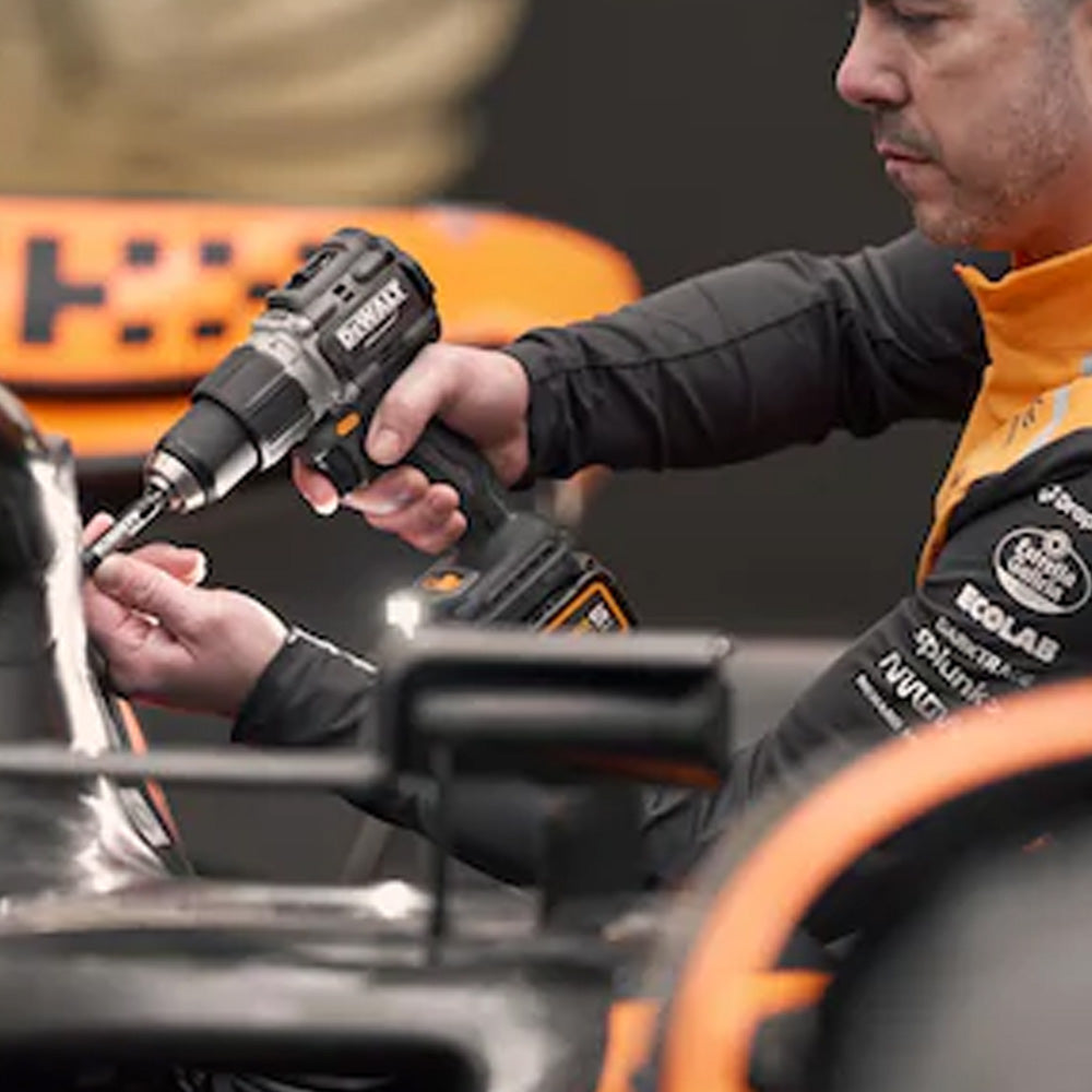 DeWALT DCD85MP2T McLaren F1 XR Brushless Combi 18V Kit (inc 2 x 5.0Ah Li-ion, Charger & McLaren Carry Case)