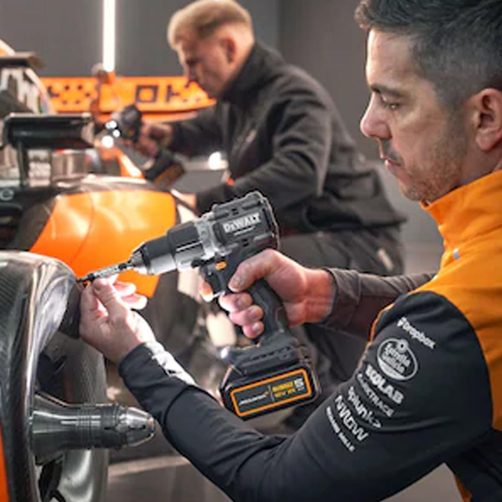 DeWALT DCD85MP2T McLaren F1 XR Brushless Combi 18V Kit (inc 2 x 5.0Ah Li-ion, Charger & McLaren Carry Case)