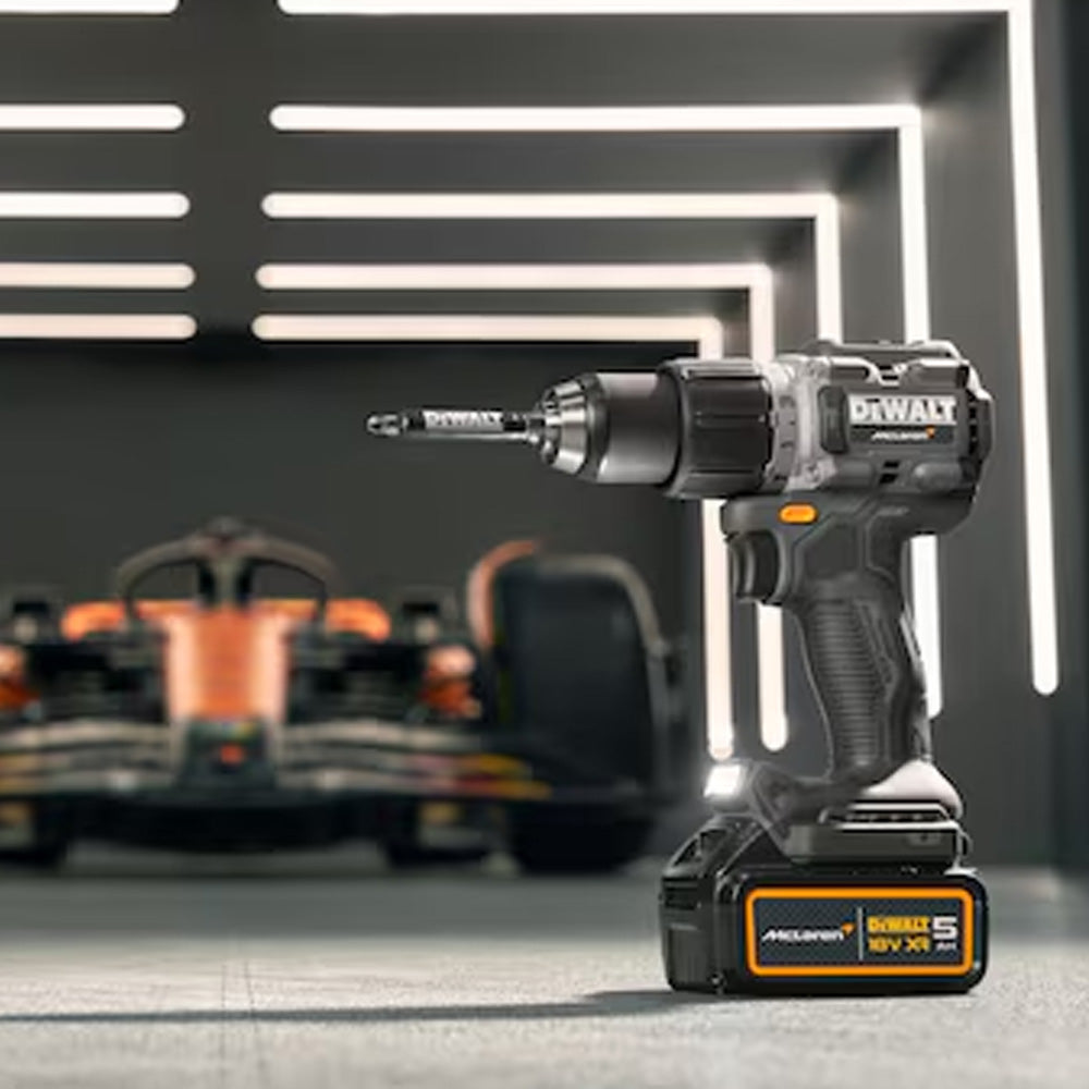 DeWALT DCD85MP2T McLaren F1 XR Brushless Combi 18V Kit (inc 2 x 5.0Ah Li-ion, Charger & McLaren Carry Case)