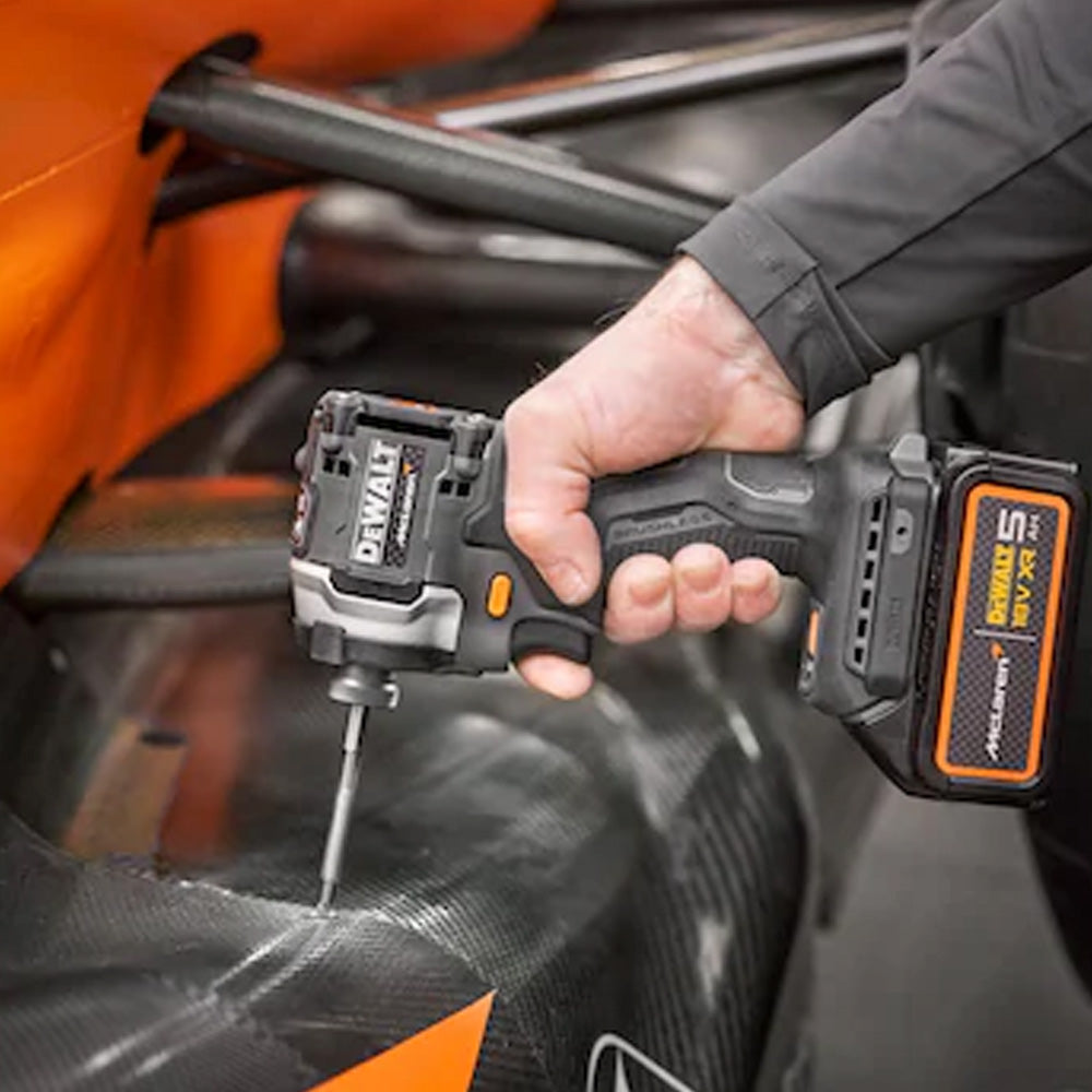 DeWALT DCF85MP2T McLaren F1 XR Brushless 1/4in Impact Driver 18V Kit (Inc 2 x 5.0Ah Li-ion, Charger & McLaren Carry Case