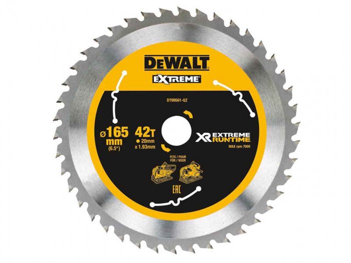 Dewalt DT99561QZ Flexvolt Xtreme Runtime Saw Blade - 165mm x 20mm - 42 teeth