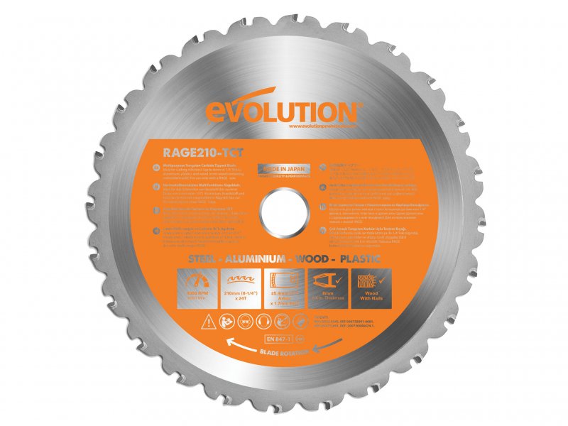 Evolution RAGE Multi-Purpose Circular Saw Blade 210 x 25.4mm x 24T Main Image