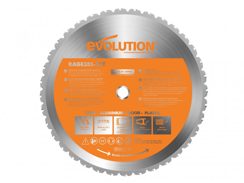Evolution RAGE Multi-Purpose Circular Saw Blade 355 x 25.4mm x 36T Main Image