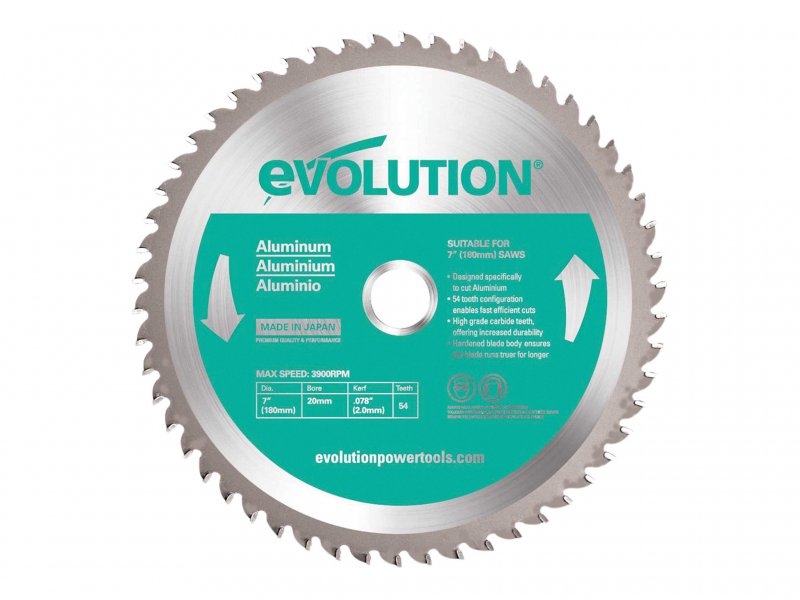 Evolution Aluminium Cutting Circular Saw Blade 180 x 20mm x 54T Main Image