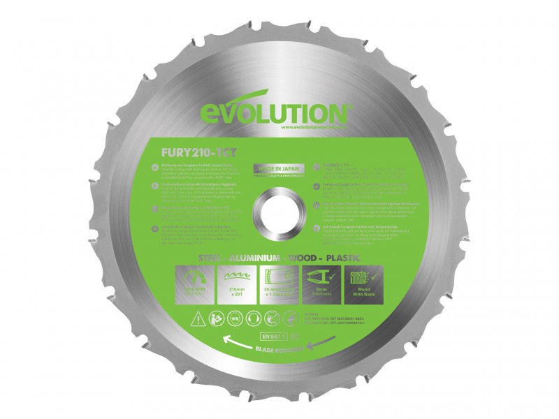 Evolution FURY Multi-Purpose TCT Circular Saw Blade 210 x 25.4mm x 20T Main Image