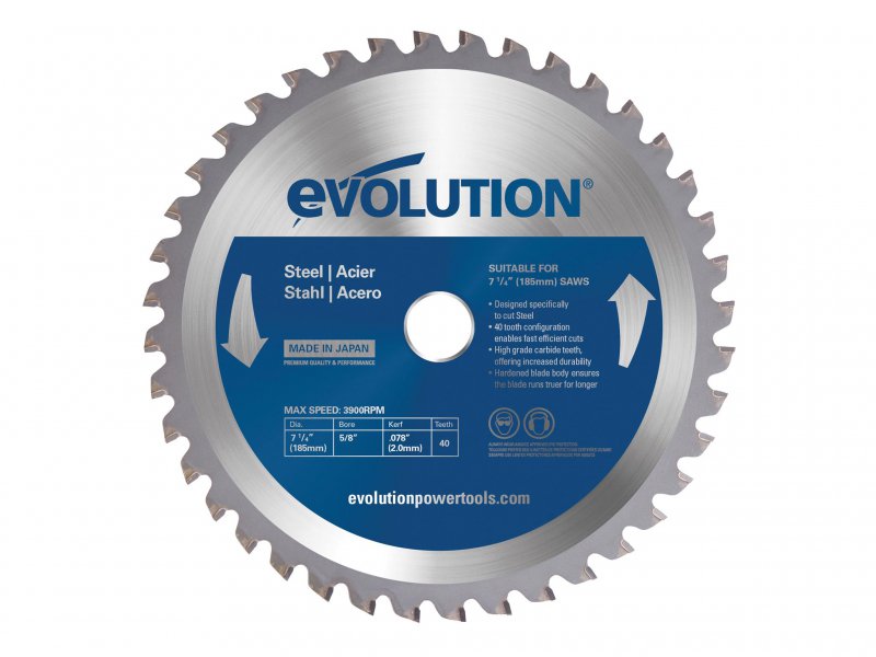 Evolution Mild Steel Cutting Circular Saw Blade 185 x 20mm x 40T Main Image