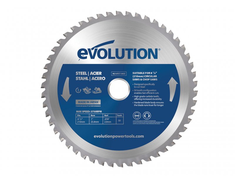 Evolution Mild Steel Cutting Circular Saw Blade 210 x 25.4mm x 50T Main Image