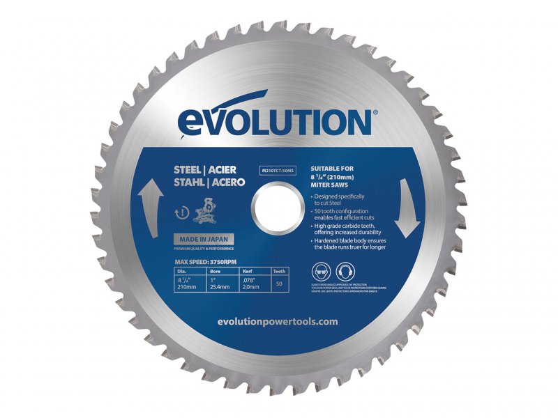 Evolution Mild Steel Cutting Mitre Saw Blade 210 x 25.4mm x 50T Main Image