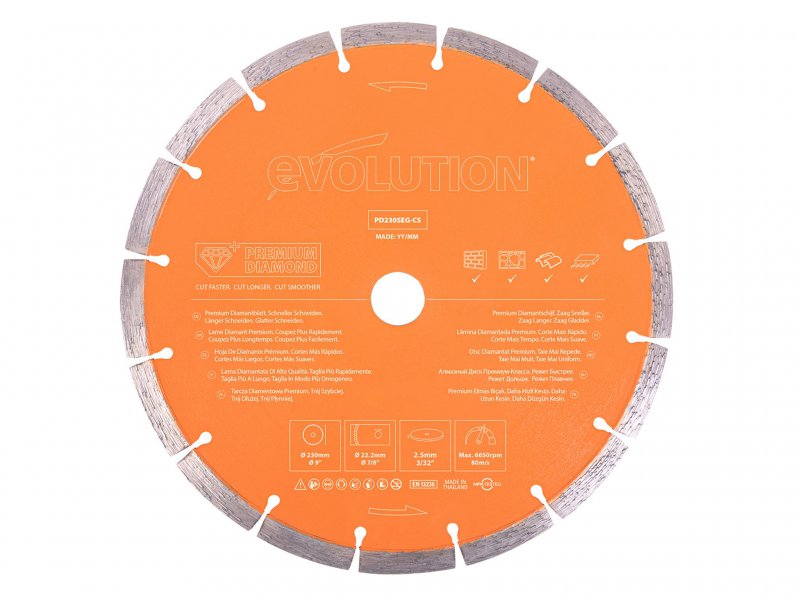 Evolution Premium Diamond Disc Cutter Blade 230 x 22.2mm Main Image