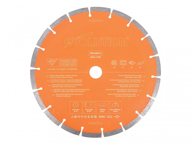 Evolution Premium Diamond Disc Cutter Blade 255 x 22.2mm Main Image