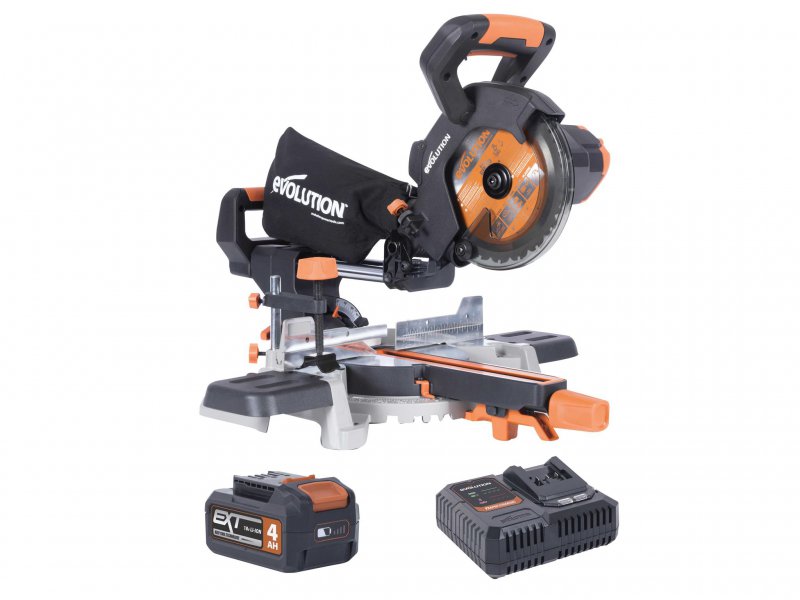 Evolution R185SMS-Li EXT Sliding Mitre Saw 18V 1 x 4.0Ah Li-ion Main Image