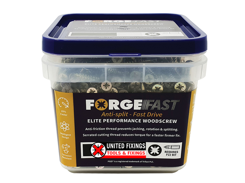 ForgeFast Elite Fast-Start Woodscrews - Tub 4 x 40mm (1200)