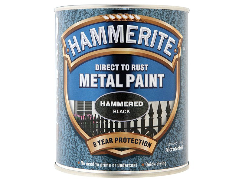 Hammerite Direct to Rust Hammered Finish Metal Paint Black 750ml Main Image