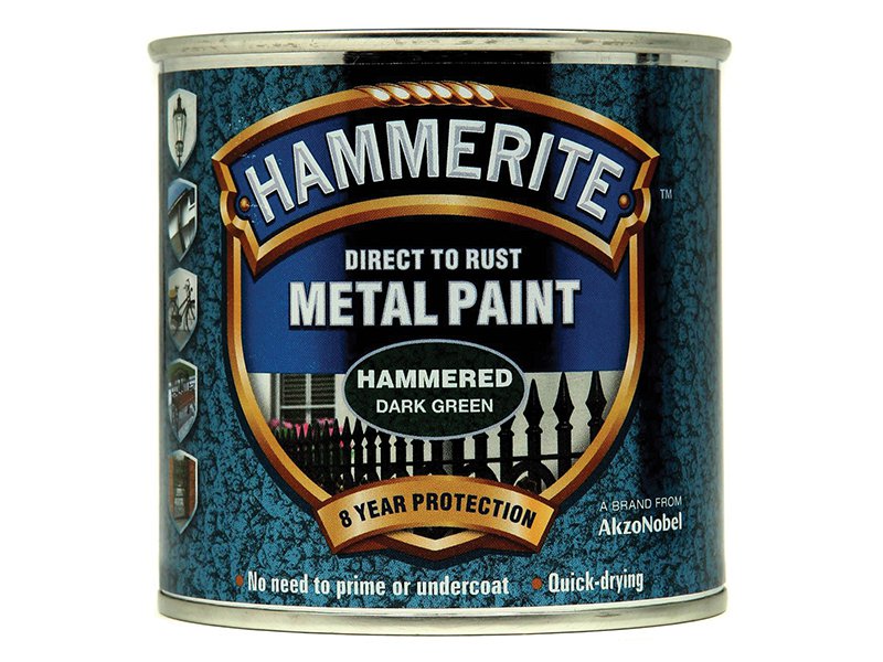 Hammerite Direct to Rust Hammered Finish Metal Paint Dark Green 250ml Main Image