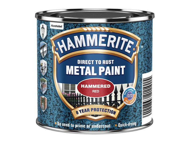 Hammerite Direct to Rust Hammered Finish Paint Red 250ml Main Image