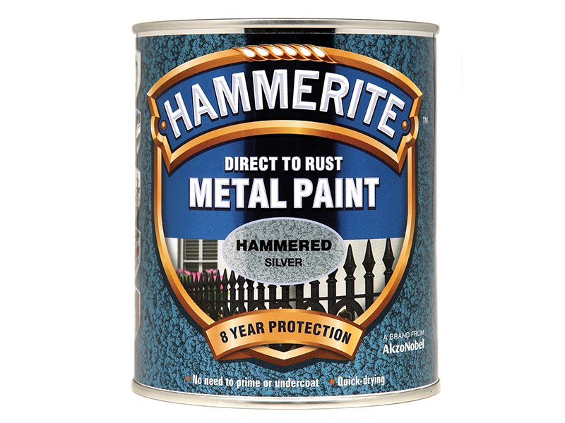 Hammerite Direct to Rust Hammered Finish Metal Paint Silver 750ml Main Image