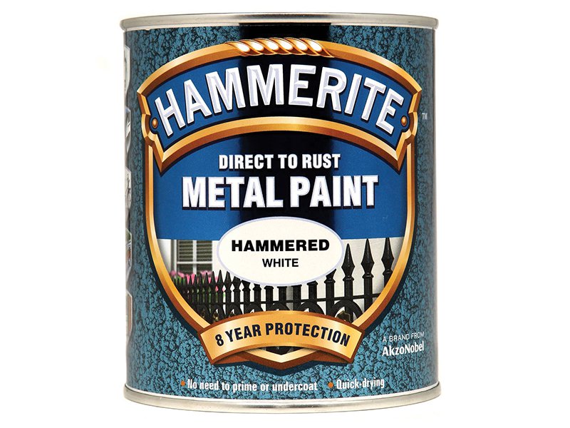 Hammerite Direct to Rust Hammered Finish Metal Paint White 750ml Main Image