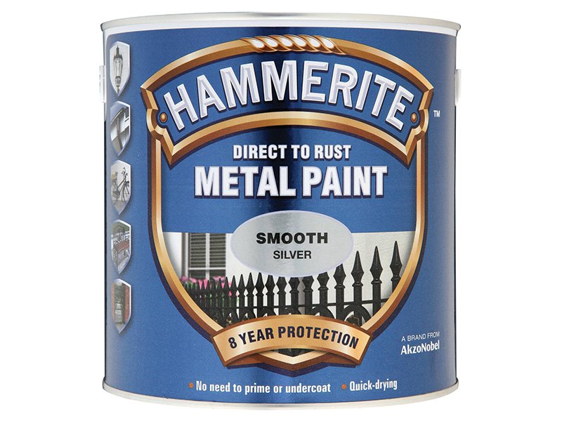 Hammerite Direct to Rust Smooth Finish Metal Paint Silver 2.5 Litre Main Image