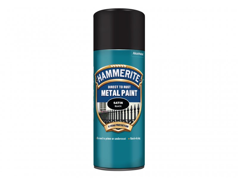 Hammerite Direct to Rust Smooth Finish Aerosol Satin Black 400ml Main Image