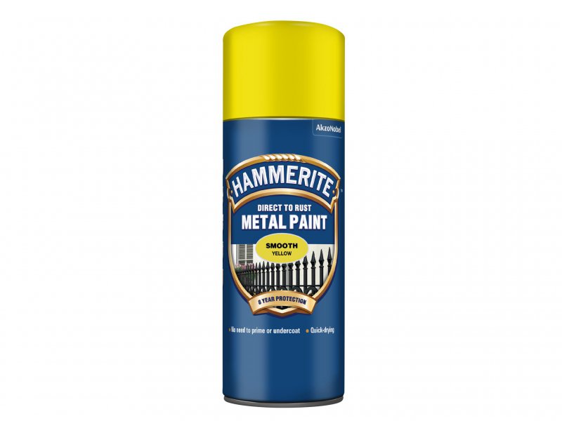 Hammerite Direct to Rust Smooth Finish Aerosol Yellow 400ml Main Image