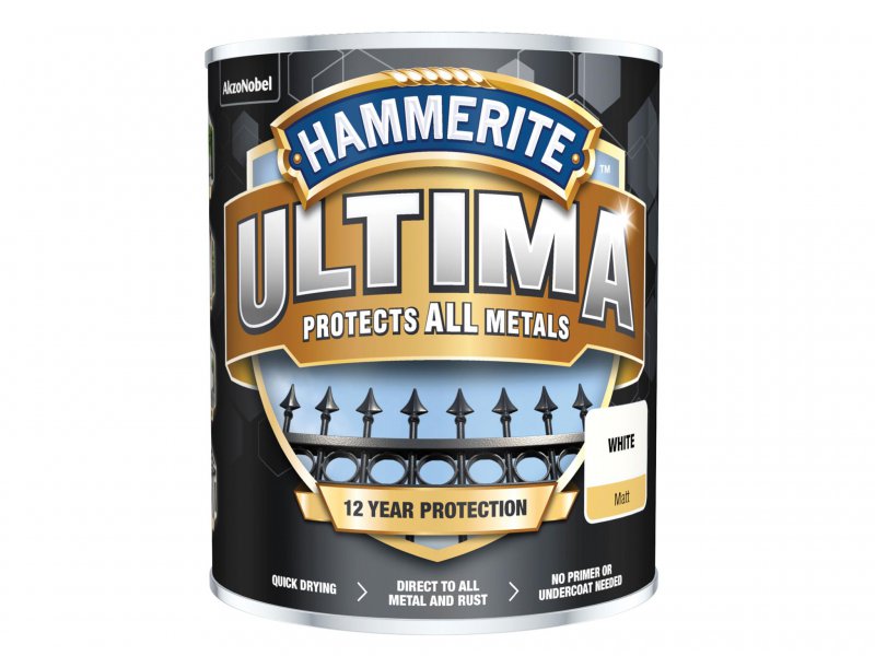 Hammerite Ultima Metal Paint Matt White 750ml Main Image