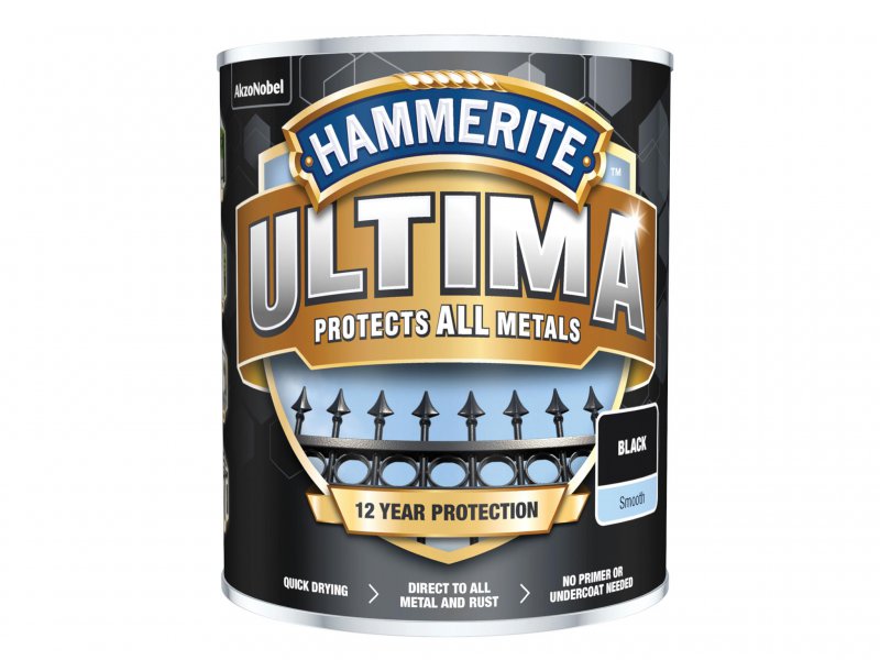 Hammerite Ultima Metal Paint Smooth Black 750ml Main Image