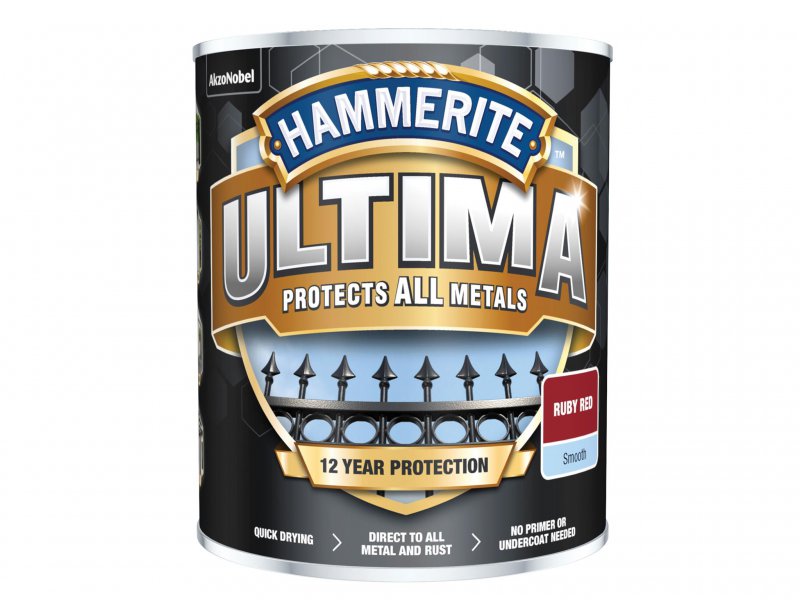 Hammerite Ultima Metal Paint Smooth Ruby Red 750ml Main Image