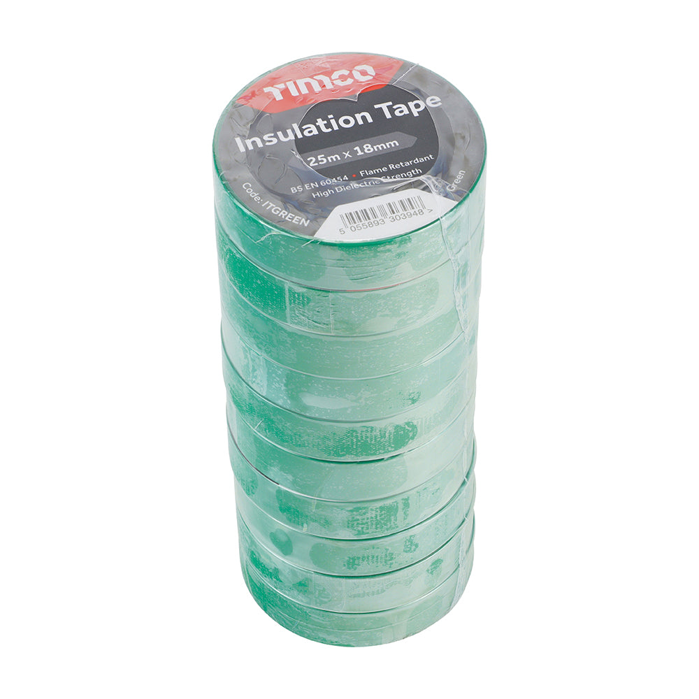 PVC Insulation Tape - Green 25m x 18mm - 10 PCS