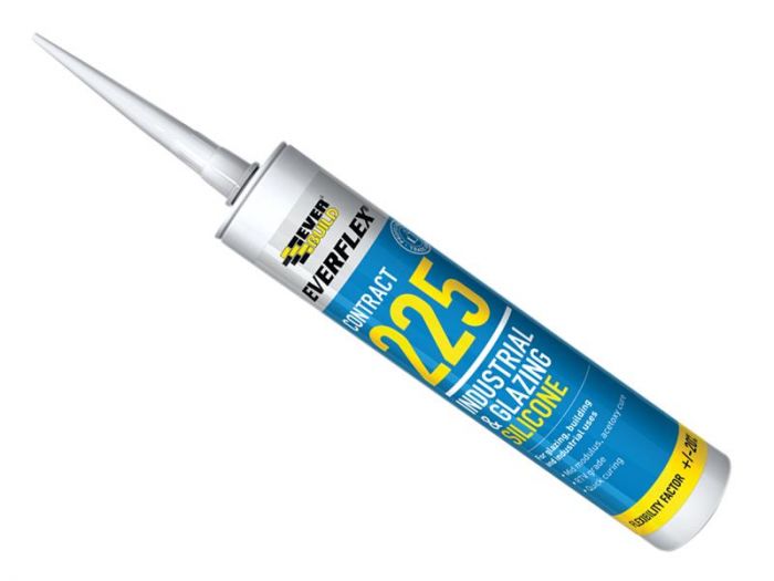 Everbuild 225 Everflex Translucent Clear Fungicidal Industrial Silicone Sealant TRANS C3