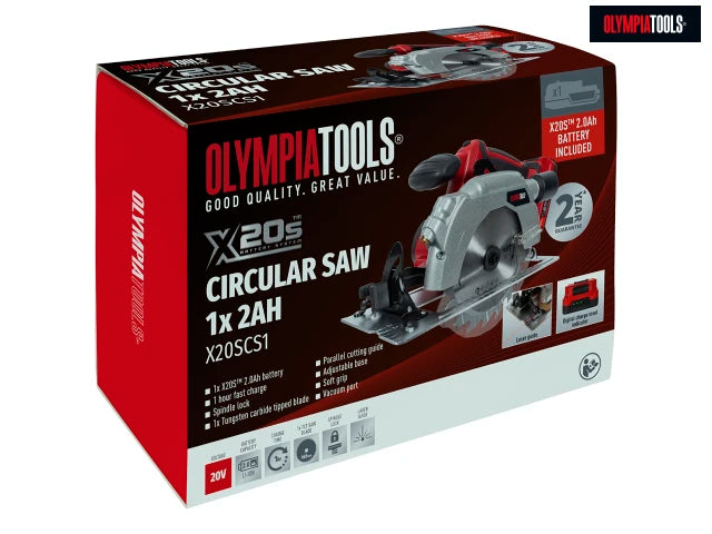 Olympia Power Tools X20S Circular Saw 20V Kit - Inc 1 x 2.0Ah Li-ion